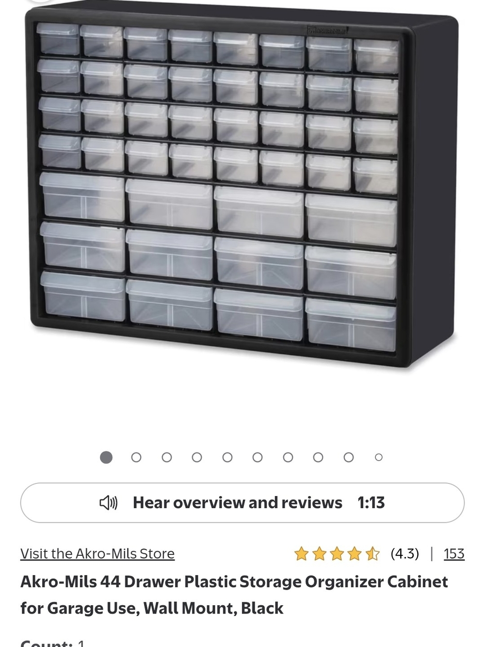Akro-Mils 44-Drawer Plastic Storage Organizer Cabinet Wall Mount Black 10144

Th - Picture 16 of 16